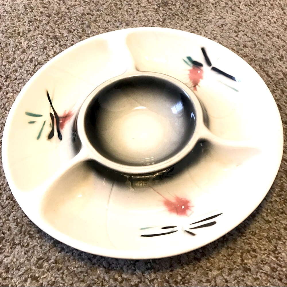 Vintage mcm Lane and Co California pottery chip and dip plate serving dish